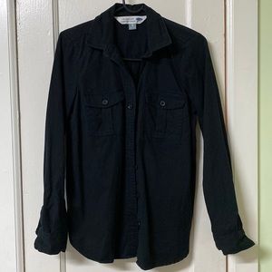 Old Navy Classic Shirt Black Utility Button Down in Size Womens XS Extra Small